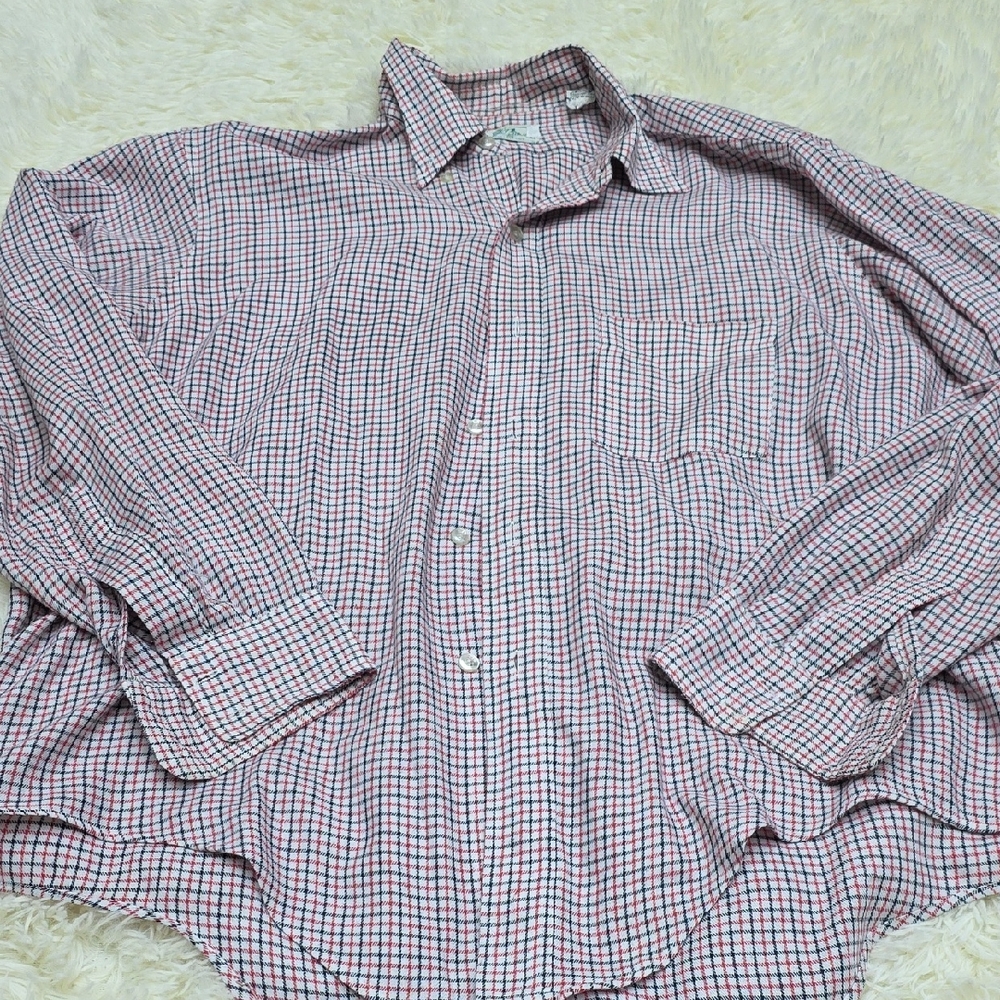 L.L. Bean Vintage Red and White Plaid Men's Shirt